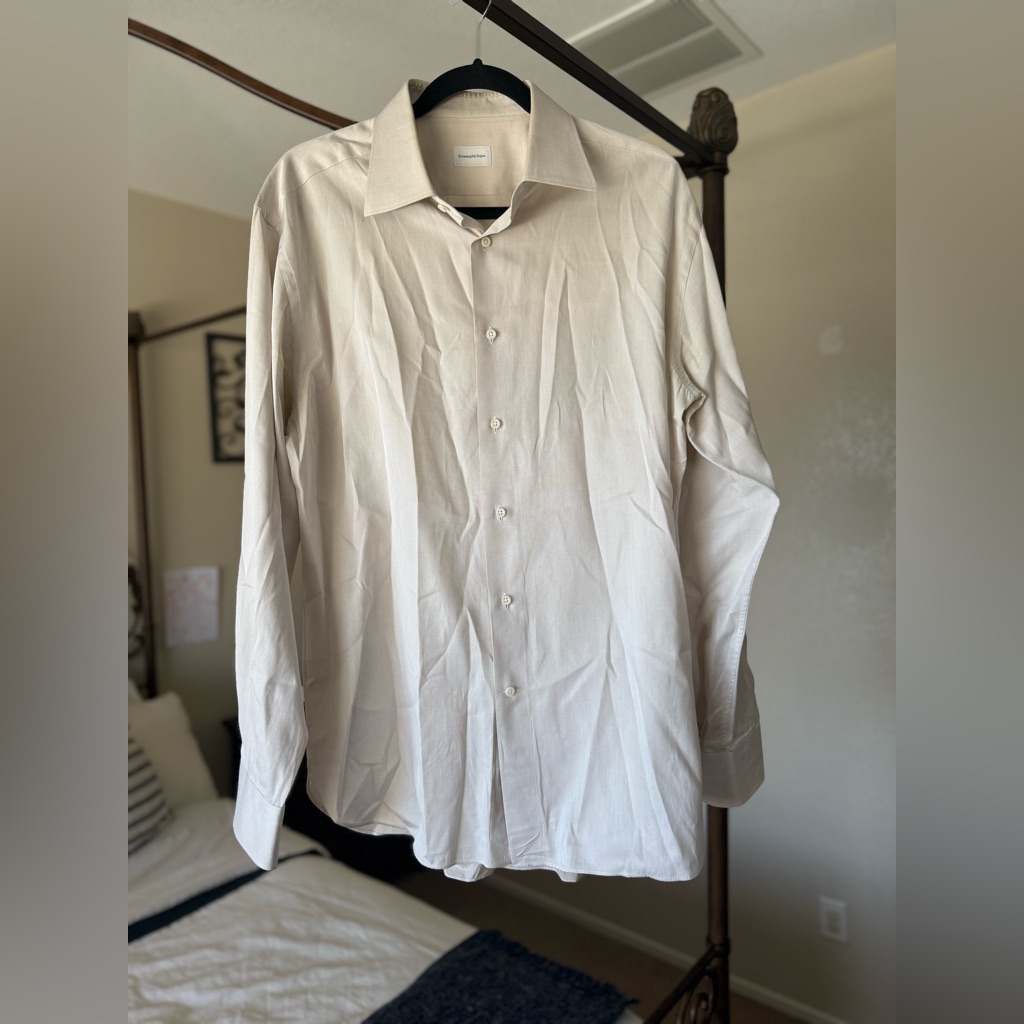 Ermenegildo Zegna Men's Beige Dress Shirt